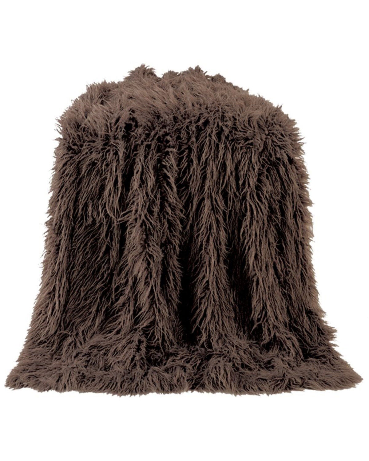 HiEnd Accents Mongolian Faux Fur Throw Blanket, Chocolate, hi-res