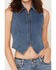 Image #3 - Ashley Women's Zip Front Fitted Denim Vest, Medium Wash, hi-res