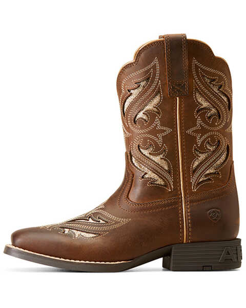 Image #2 - Ariat Girls' Round Up Bliss Western Boots - Broad Square Toe , Brown, hi-res