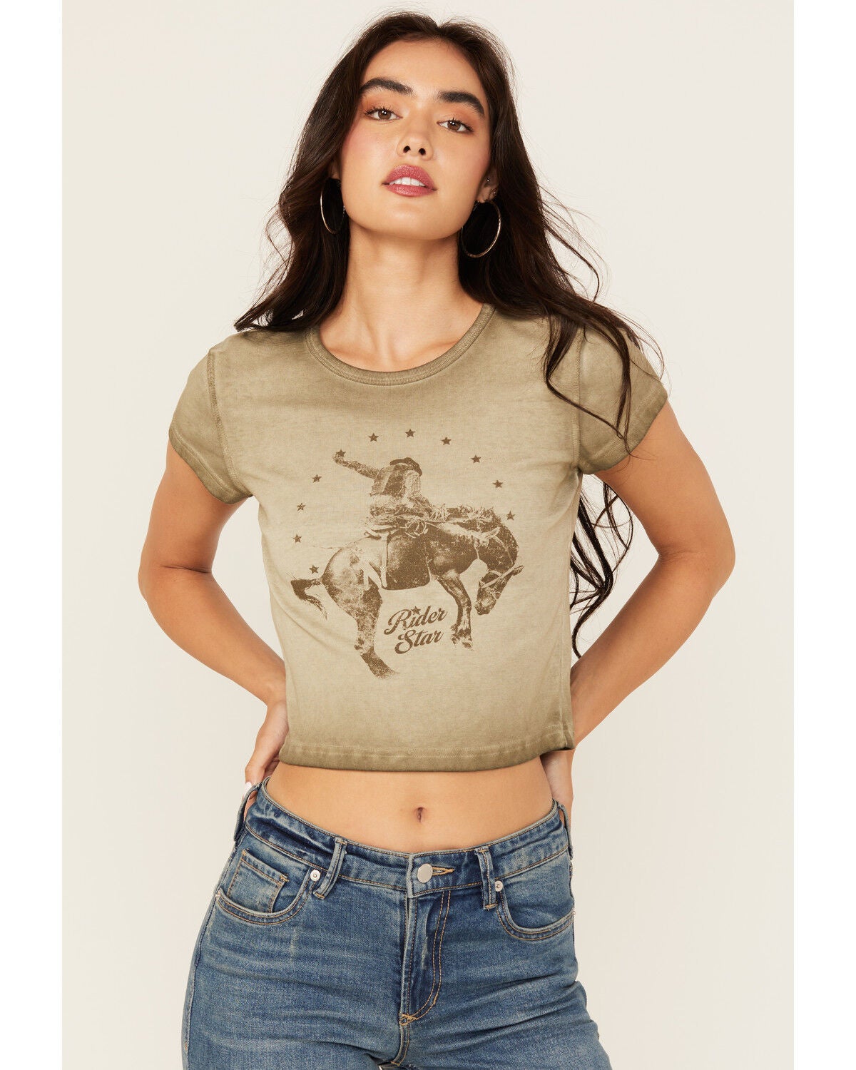Youth in Revolt Women's Star Rider Baby Graphic Tee, Olive, hi-res