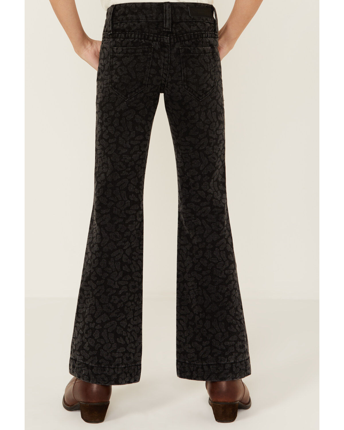 Image #4 - Rock & Roll Denim Girls' Cheetah Print Trouser Jeans, Black, hi-res