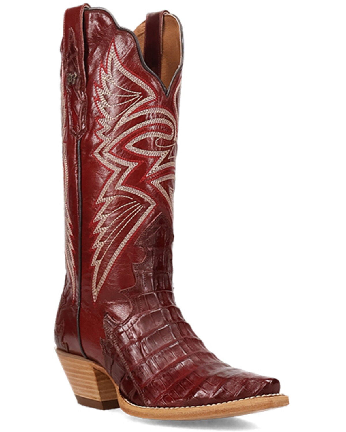 Image #1 - Dan Post Women's Concorde Exotic Caiman Western Boots - Snip Toe, Red, hi-res