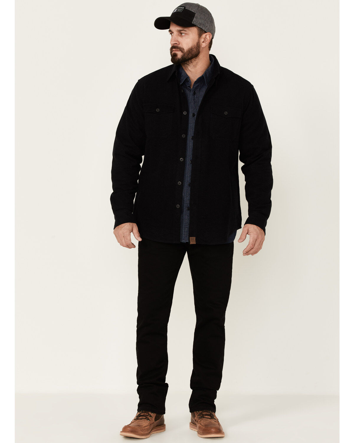 Image #2 - Dakota Grizzly Men's Solid Major Long Sleeve Button Down Western Flannel Shirt, Black, hi-res