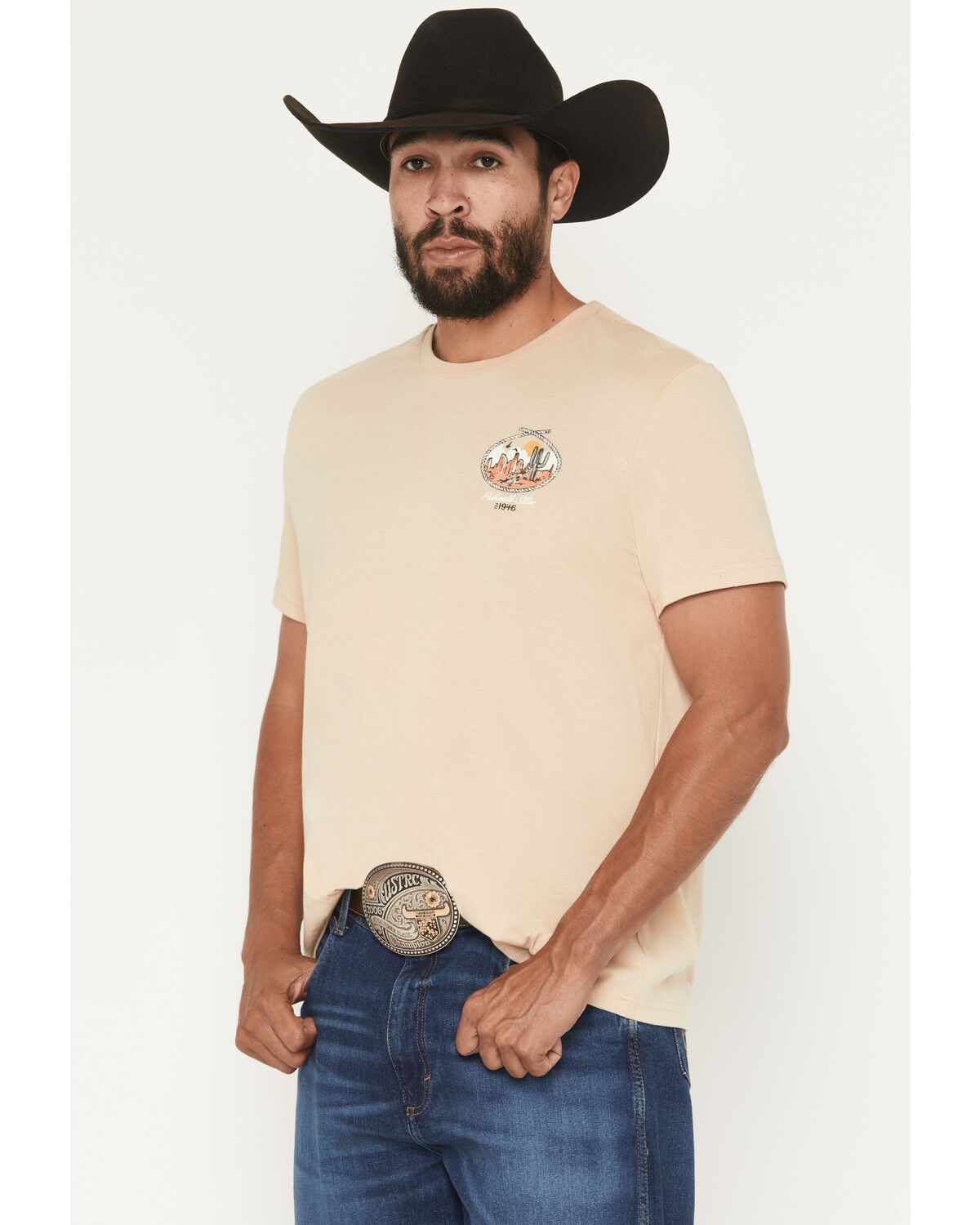 Image #2 - Panhandle Slim Men's Desert Short Sleeve Graphic T-Shirt, Taupe, hi-res