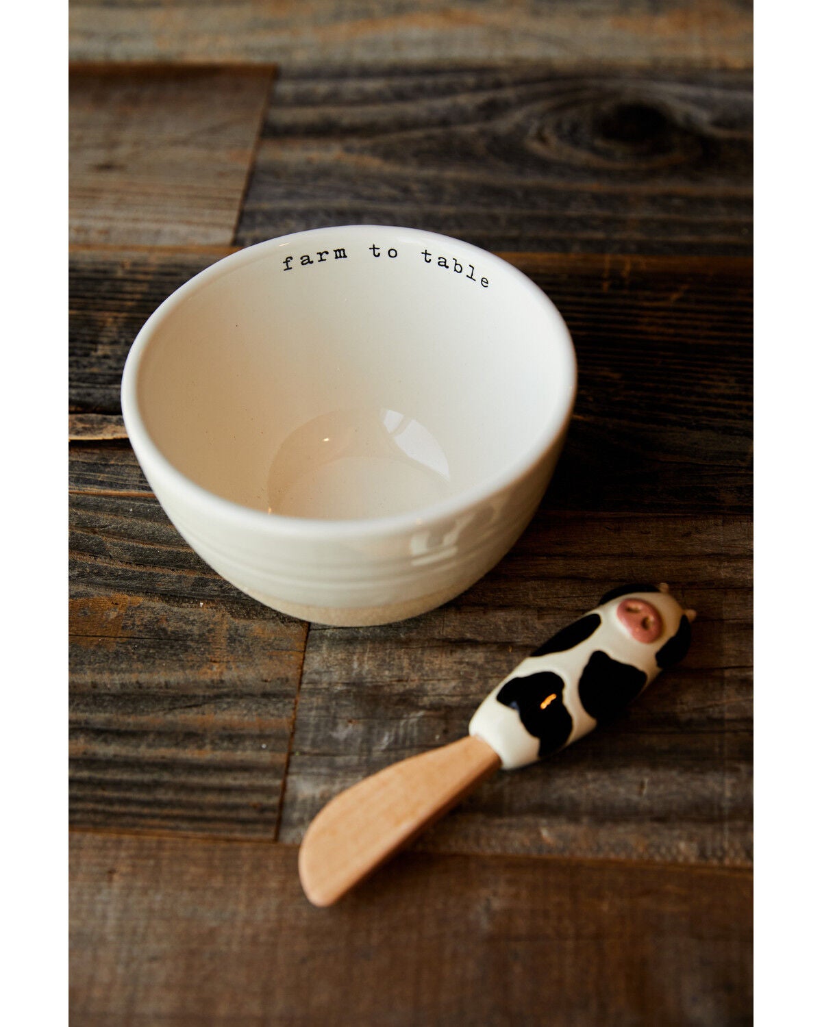 Mud Pie Cow Tidbit Bowl And Spreader Set, White, hi-res