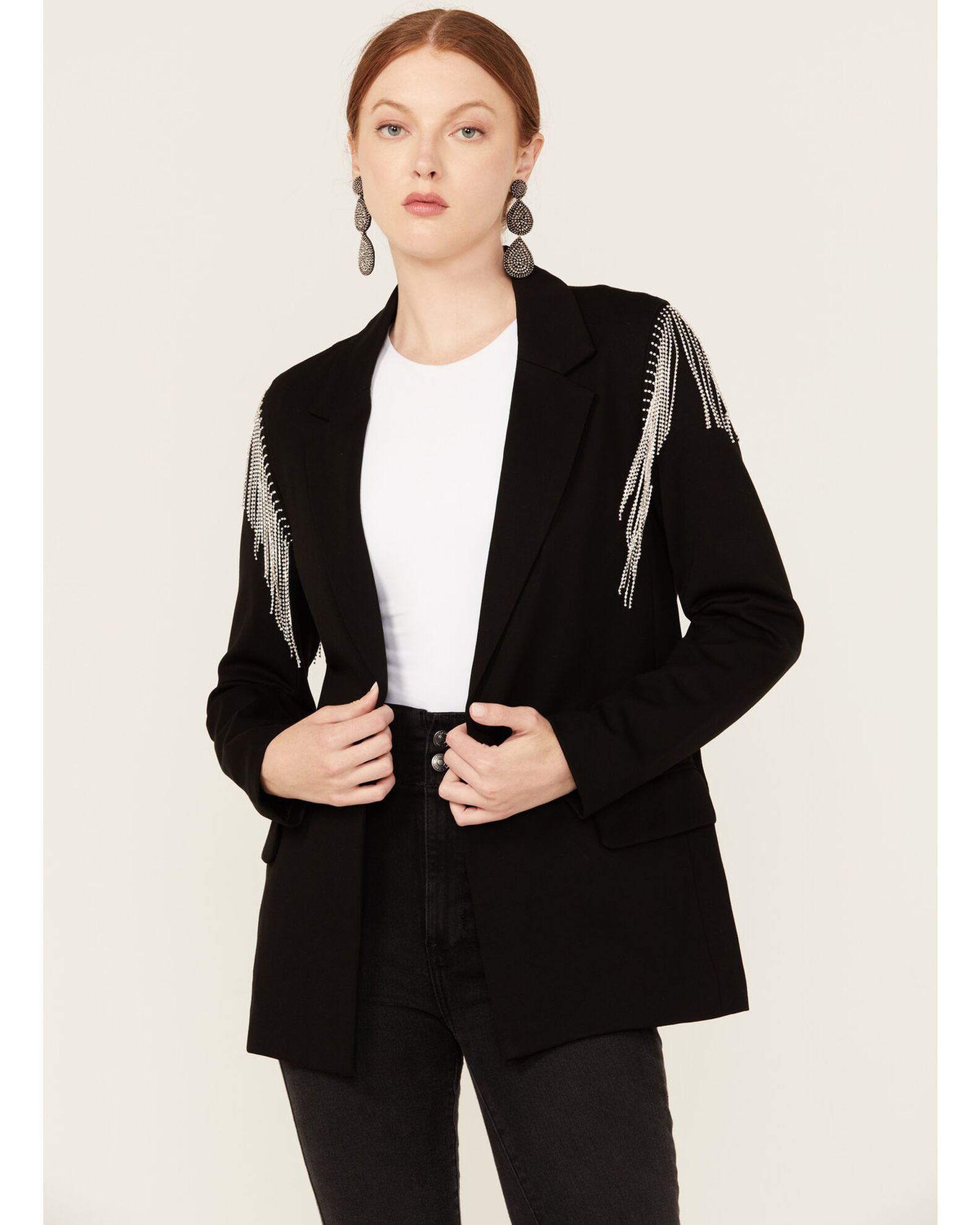 Blue B Women s Fringe Rhinestone Blazer Pueblo Mall