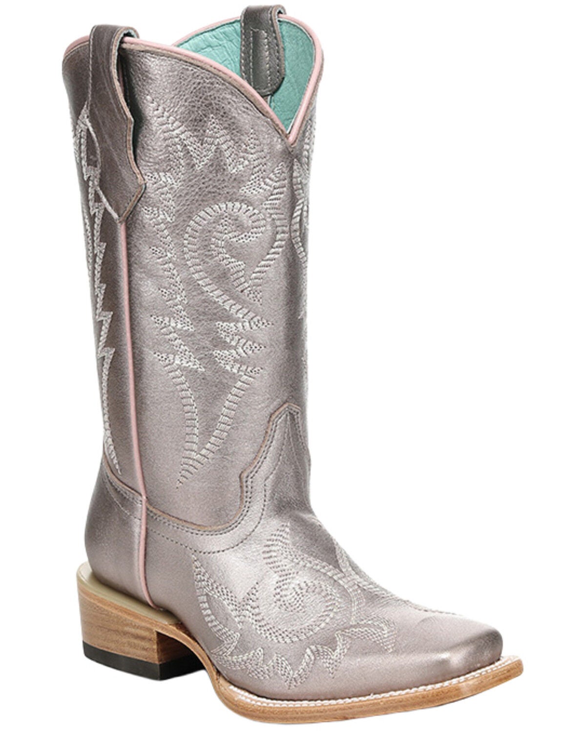 Corral Girls' Metallic Western Boots - Square Toe, Lilac, hi-res