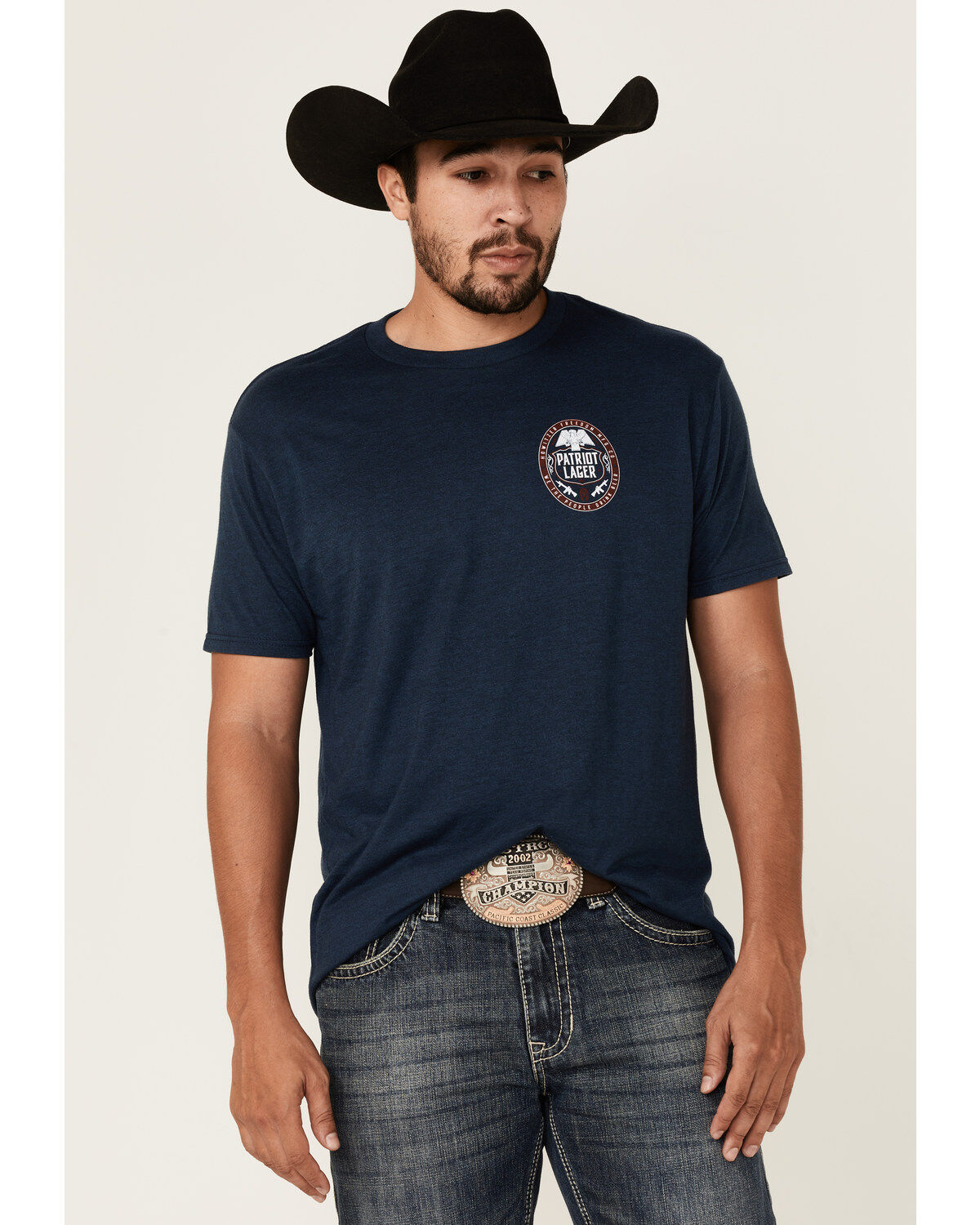Image #1 - Howitzer Men's Patriot Lager Graphic Short Sleeve T-Shirt, Navy, hi-res
