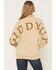 Image #1 - Blue B Women's Embroidered Giddy Up Patch Crewneck Sweatshirt, Tan, hi-res