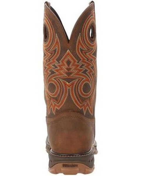 Durango Men's Saddle Waterproof Western Work Boots - Composite Toe, Brown, hi-res