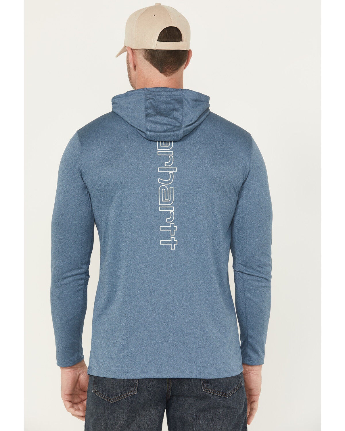 Carhartt Men's Force Sun Defender&trade; Lightweight Long Sleeve Hooded Work Shirt, Blue, hi-res