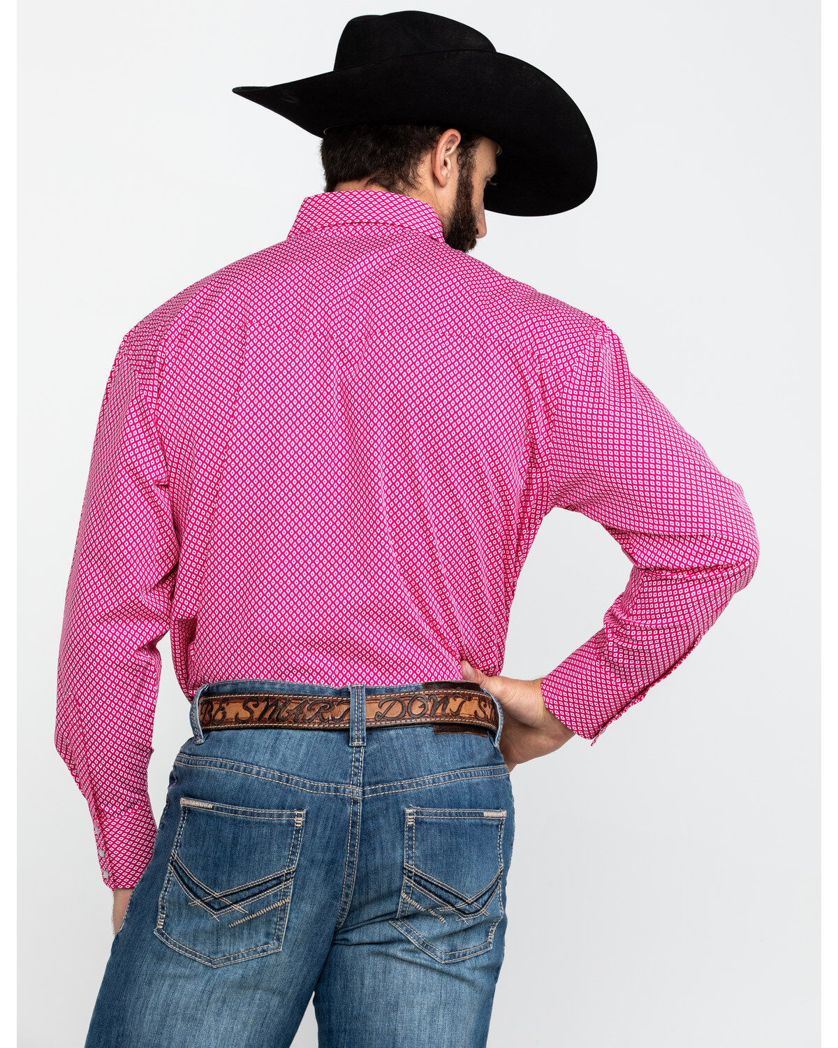 Image #2 - Wrangler Men's Tough Enough To Wear Pink Geo Print Long Sleeve Western Shirt , , hi-res