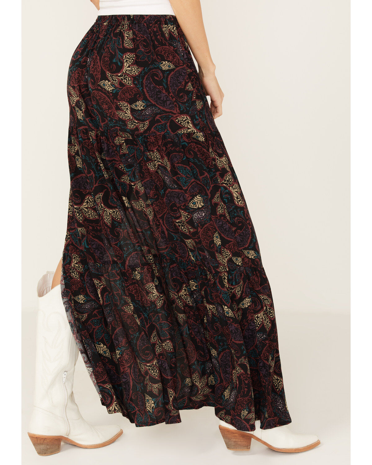 Image #4 - Shyanne Women's Paisley Print Slit Maxi Skirt, , hi-res