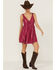 Shyanne Women's Sleeveless Geo Print Tassel Dress , Fuchsia, hi-res