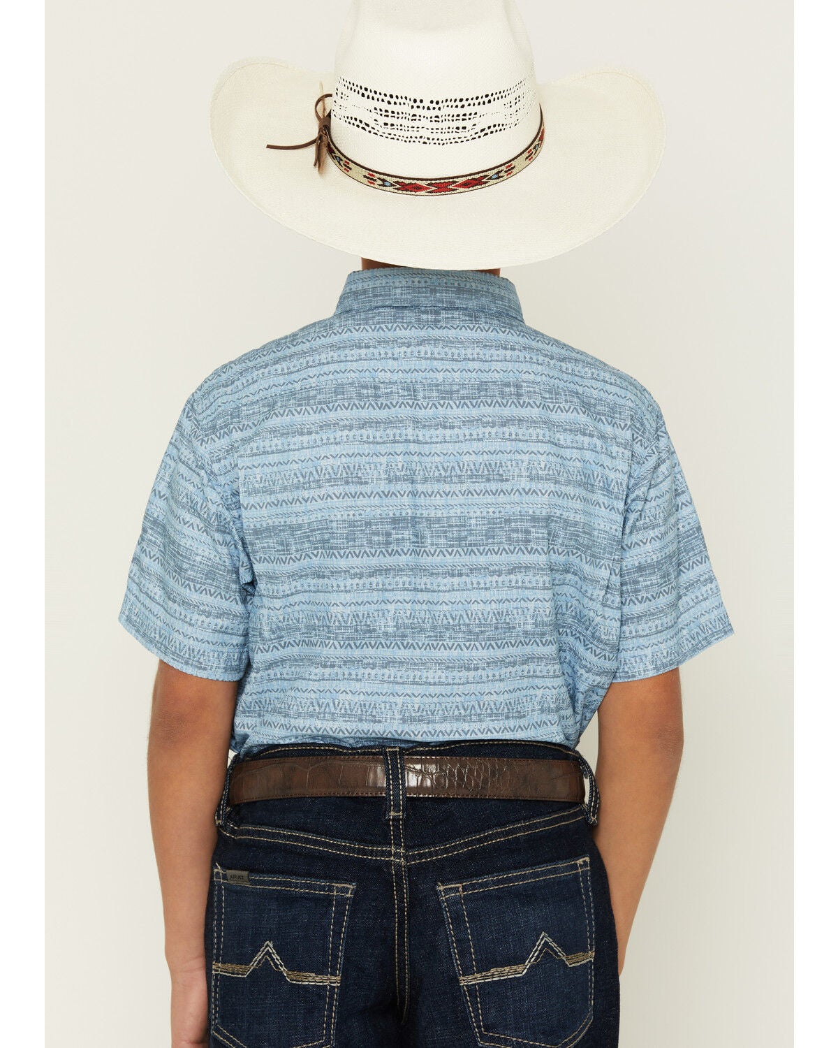 Image #4 - Ariat Boys' VentTEK Striped Short Sleeve Button-Down Western Shirt, White, hi-res