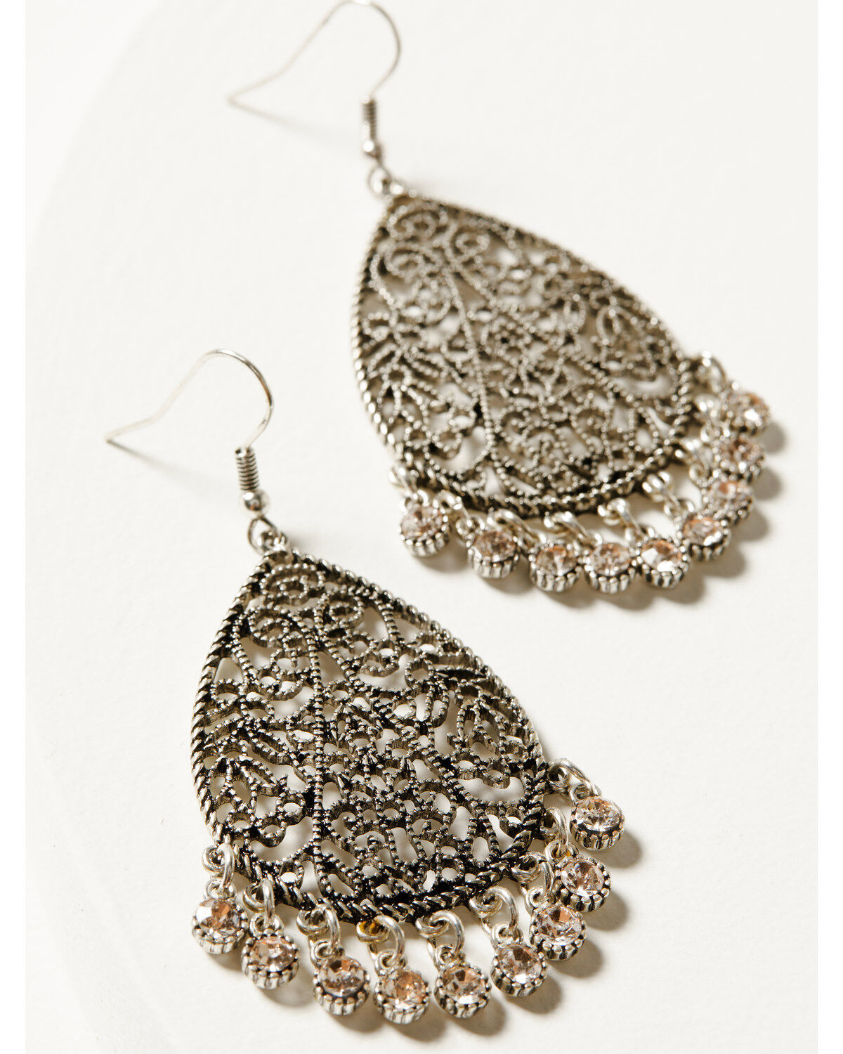 Image #2 - Shyanne Women's Champagne Chateau Filigree Teardrop Earrings, Silver, hi-res