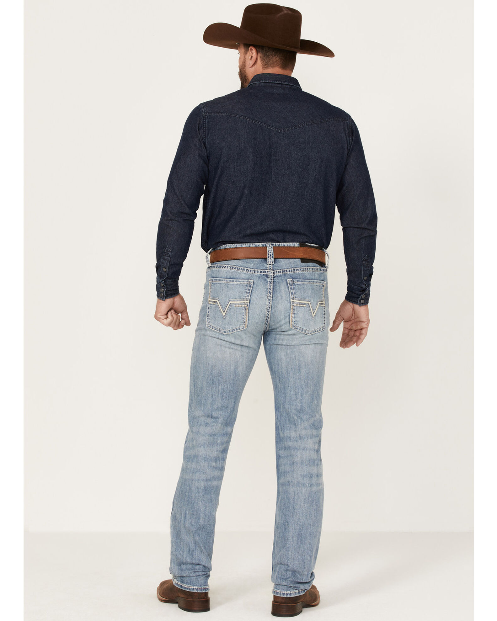 Rock & Roll Denim Men's Revolver Vintage Light Wash Stretch Slim Straight Jeans