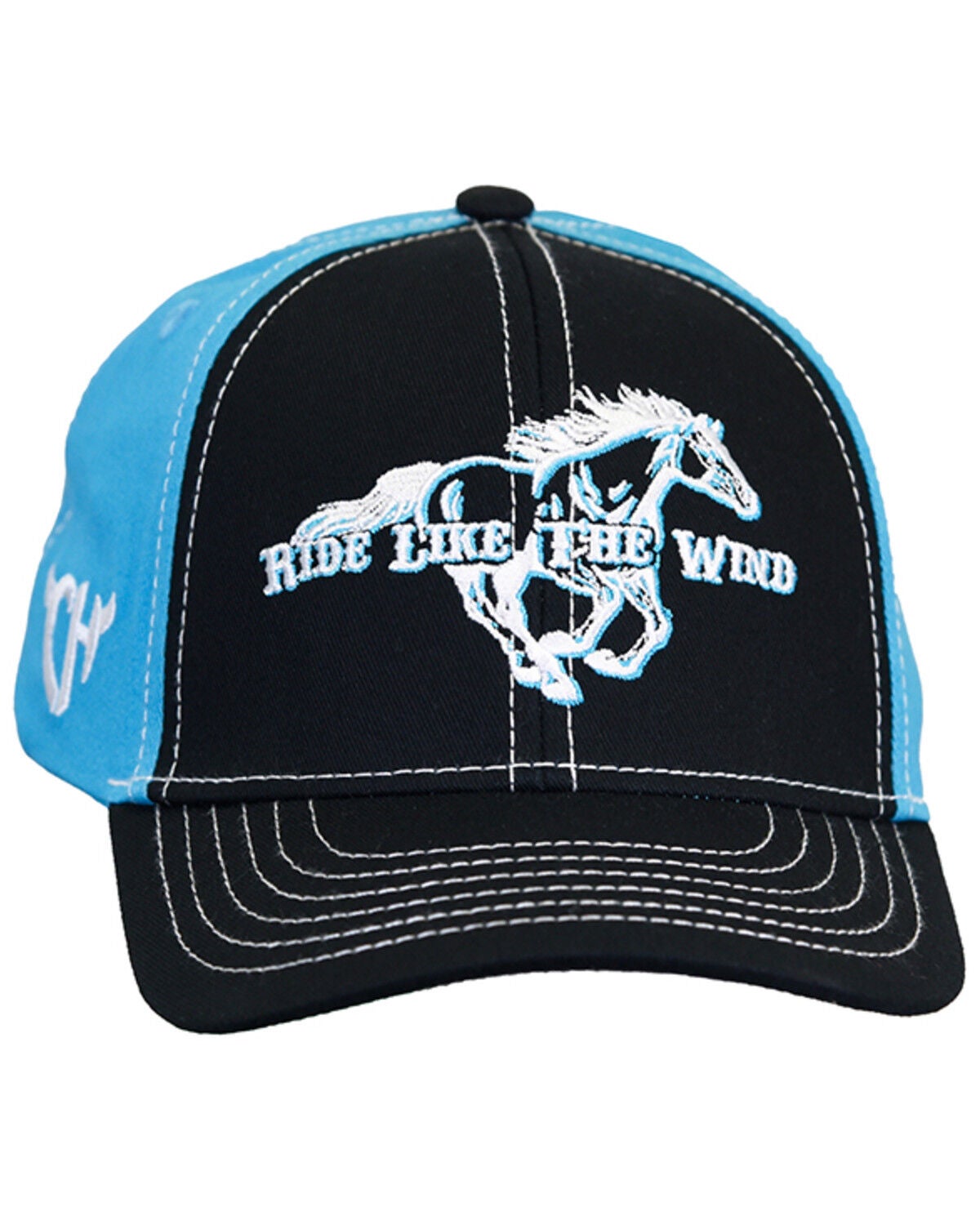 Cowgirl Hardware Girls' Ride Like The Wind Ball Cap, Black/turquoise, hi-res