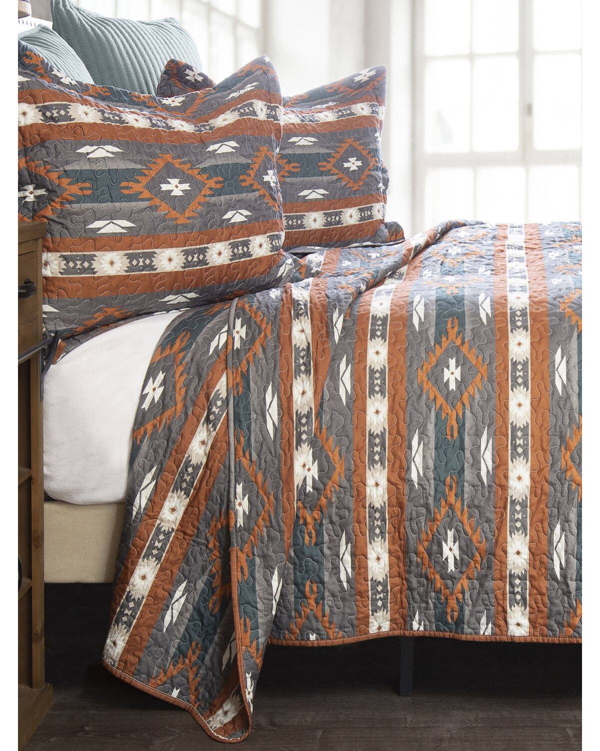 Image #3 - Carstens Home Wrangler Checotah Queen Quilt Set - 3 Piece, Multi, hi-res