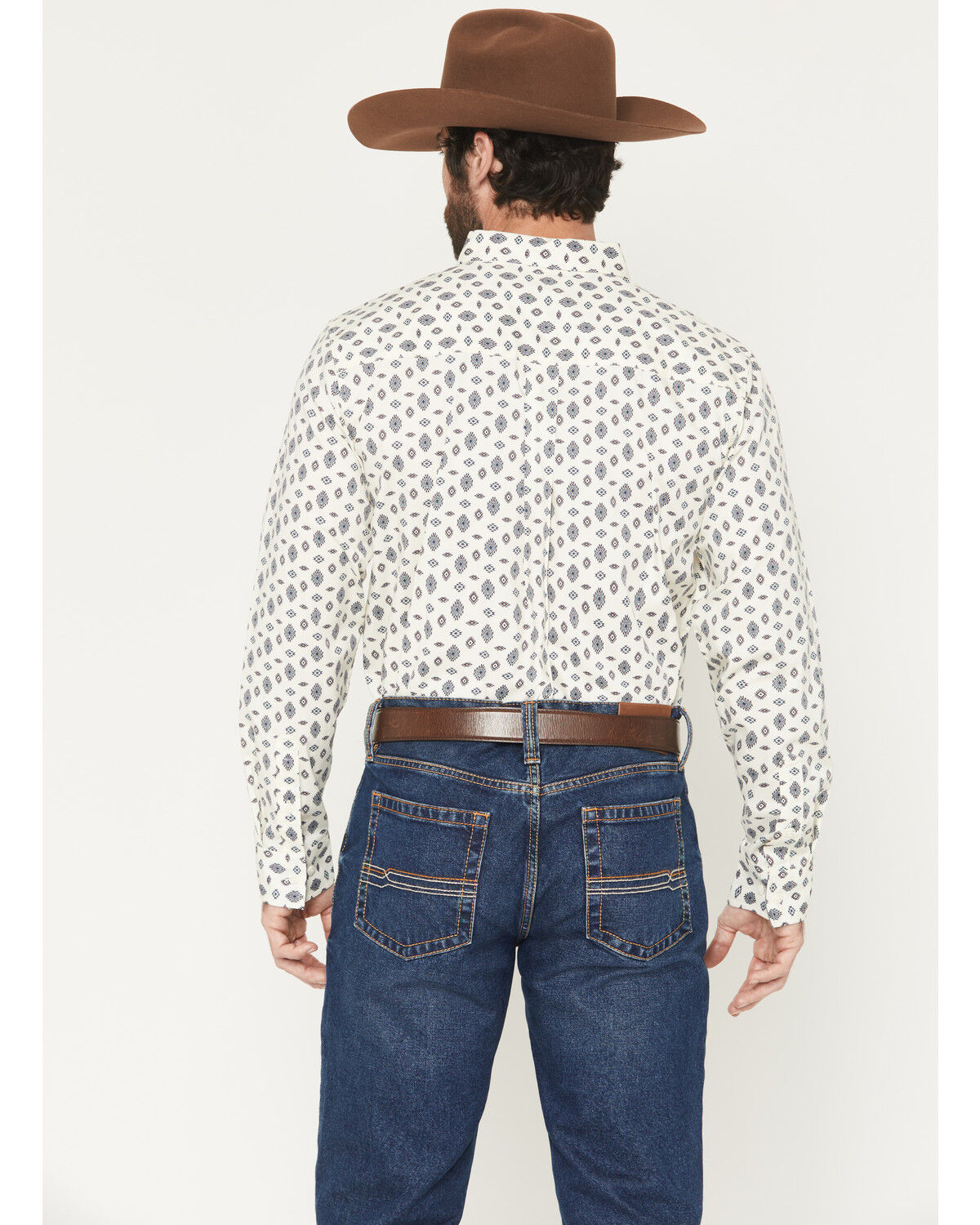 Image #4 - Cody James Men's Horizon View Southwestern Geo Print Long Sleeve Button-Down Stretch Western Shirt, Ivory, hi-res
