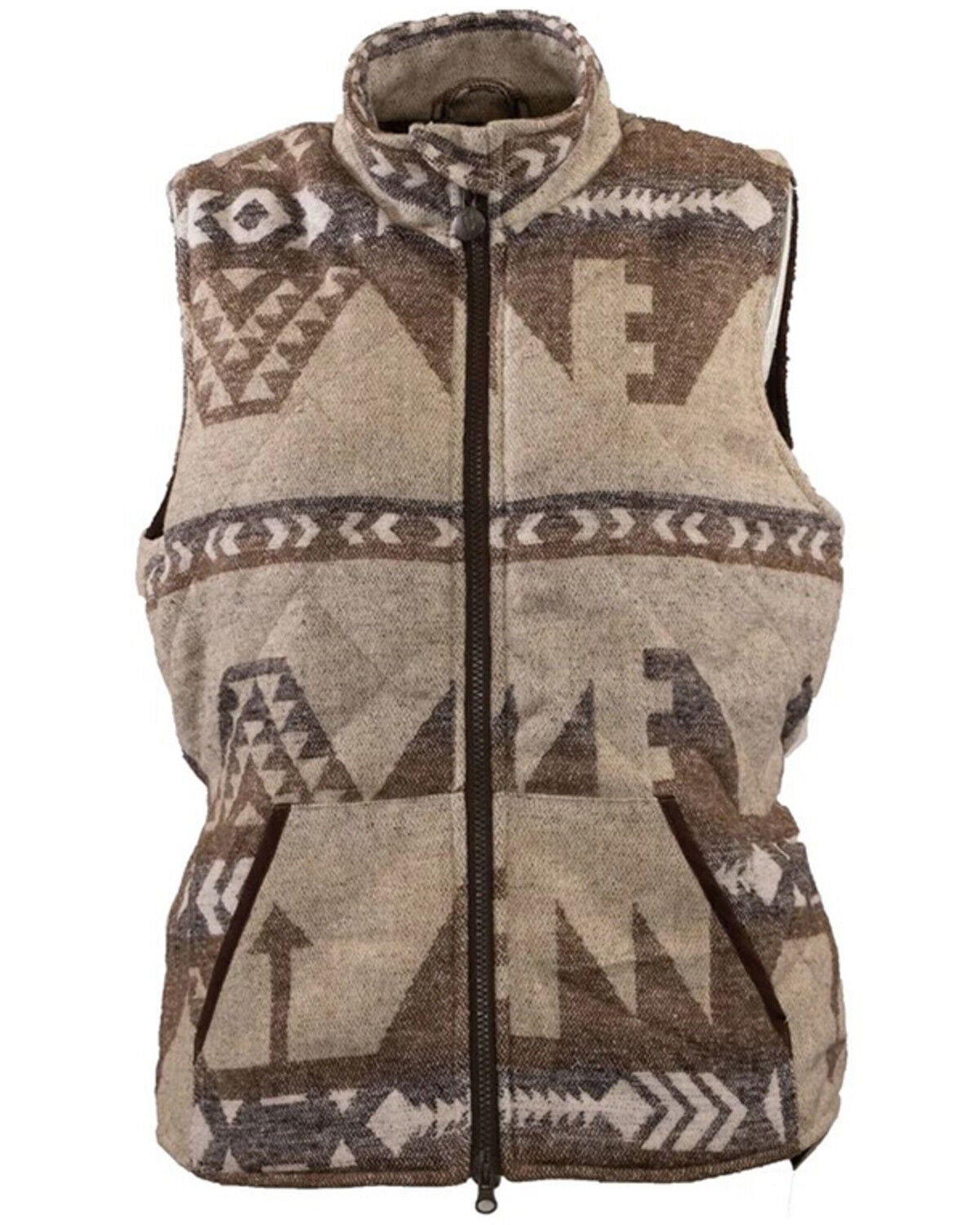 Image #1 - Outback Trading Co Women's Rosalie Southwestern Print Zip-Up Vest - Plus, Cream, hi-res
