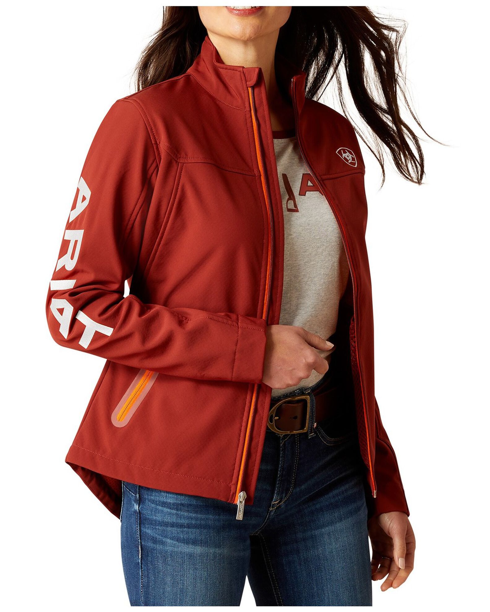 Ariat Womens New Team Softshell Jacket Fired Brick S