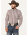 Image #1 - RANK 45® Men's Railroad Geo Print Long Sleeve Button-Down Western Shirt, Grape, hi-res