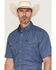Image #2 - Wrangler Men's ATG Geo Print Short Sleeve Snap Performance Western Shirt, Blue, hi-res