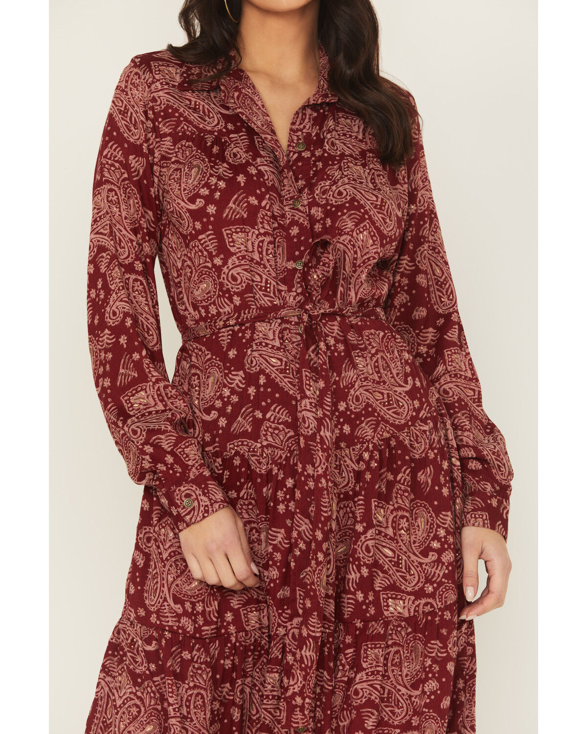 Ariat Women's Sahara Paisley Print Long Sleeve Button-Down Midi Dress
