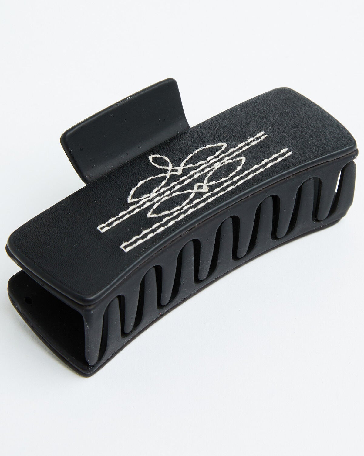 Shyanne Women's Lita Boot Stitch Hair Claw Clip, Black, hi-res