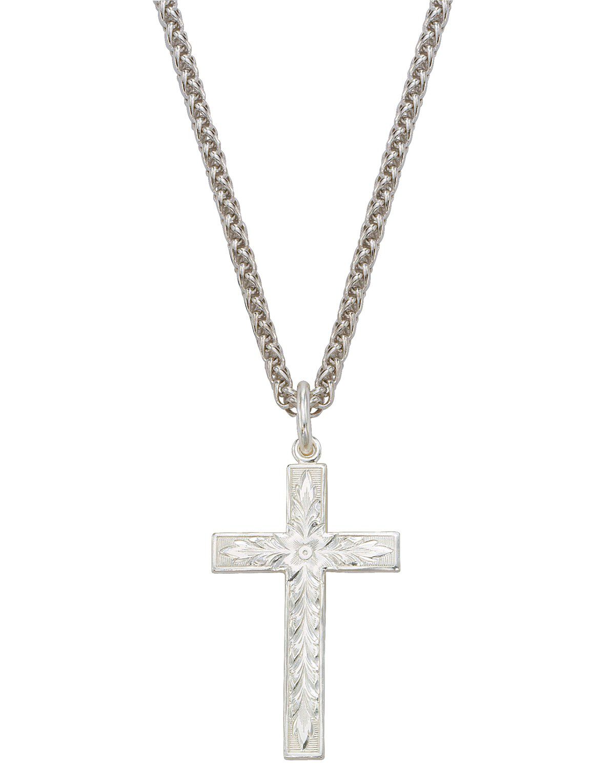 Image #1 - Montana Silversmiths Silver Engraved Cross Necklace, Silver, hi-res