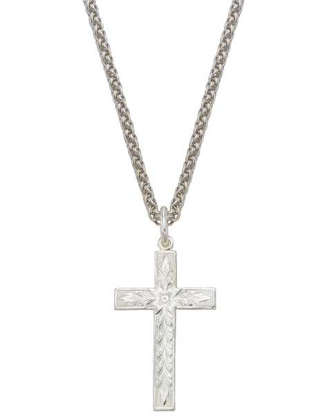 Montana Silversmiths Silver Engraved Cross Necklace, Silver, hi-res