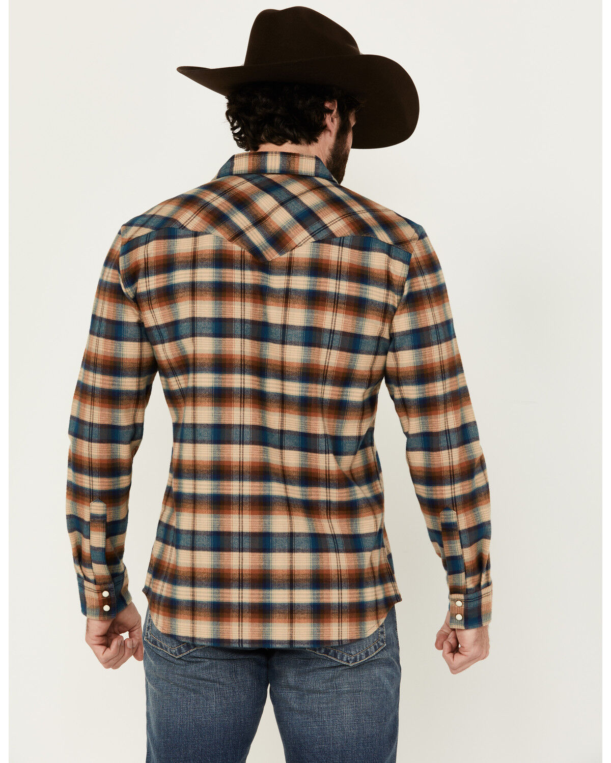 Image #4 - Pendleton Men's Wyatt Plaid Print Long Sleeve Snap Western Shirt, Tan, hi-res