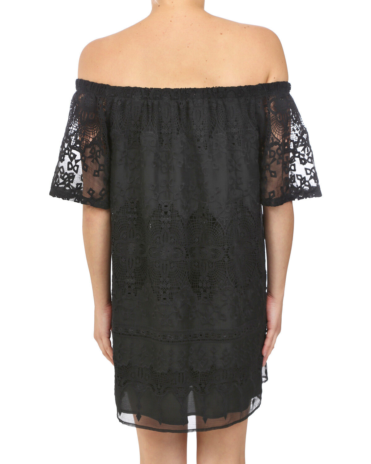 Image #4 - Glam Women's Crochet Embroidered Mini Dress, Black, hi-res
