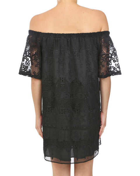 Image #4 - Glam Women's Crochet Embroidered Dress , Black, hi-res