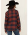 Image #4 - Shyanne Women's Embellished Plaid Print Long Sleeve Snap Western Shirt, Navy, hi-res
