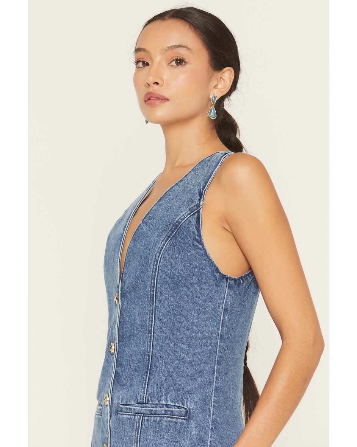 Image #2 - Show Me Your Mumu Women's Venture Out Sleeveless Denim Romper, Medium Wash, hi-res