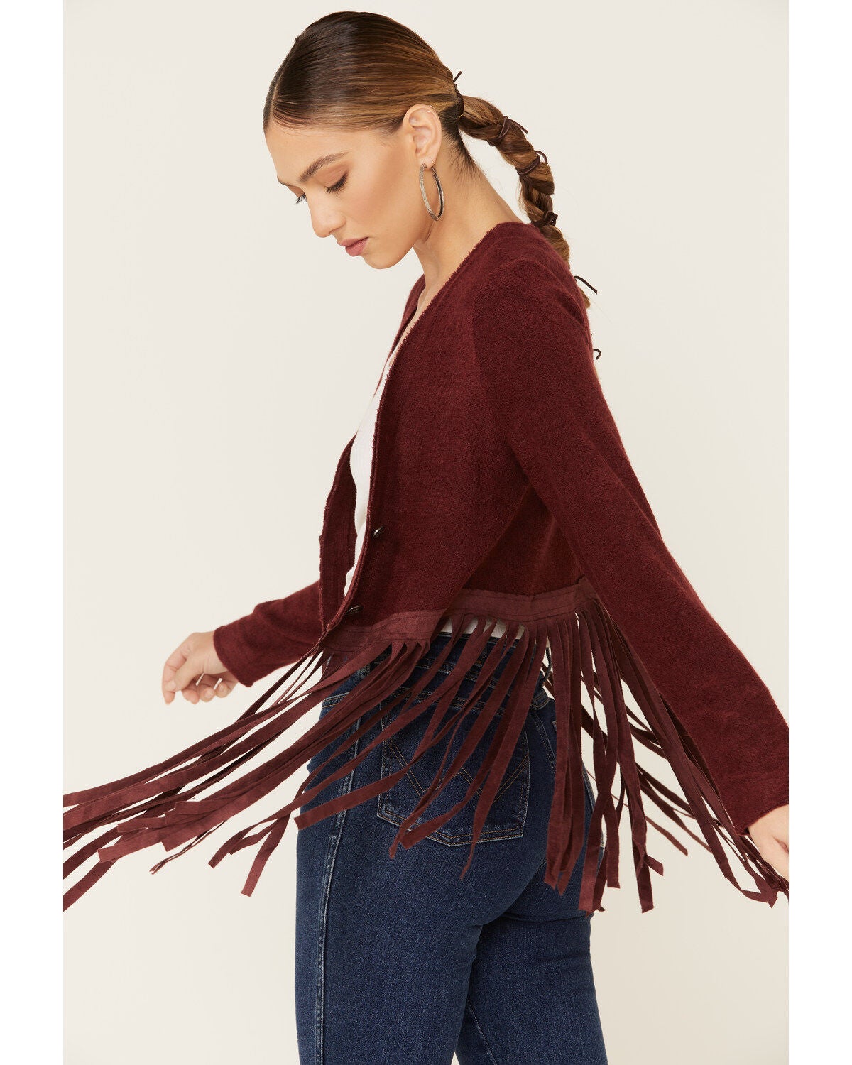 burgundy faux suede jacket