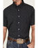 Panhandle Men's Performance Longhorn Print Short Sleeve Button Down Western Shirt , Black, hi-res
