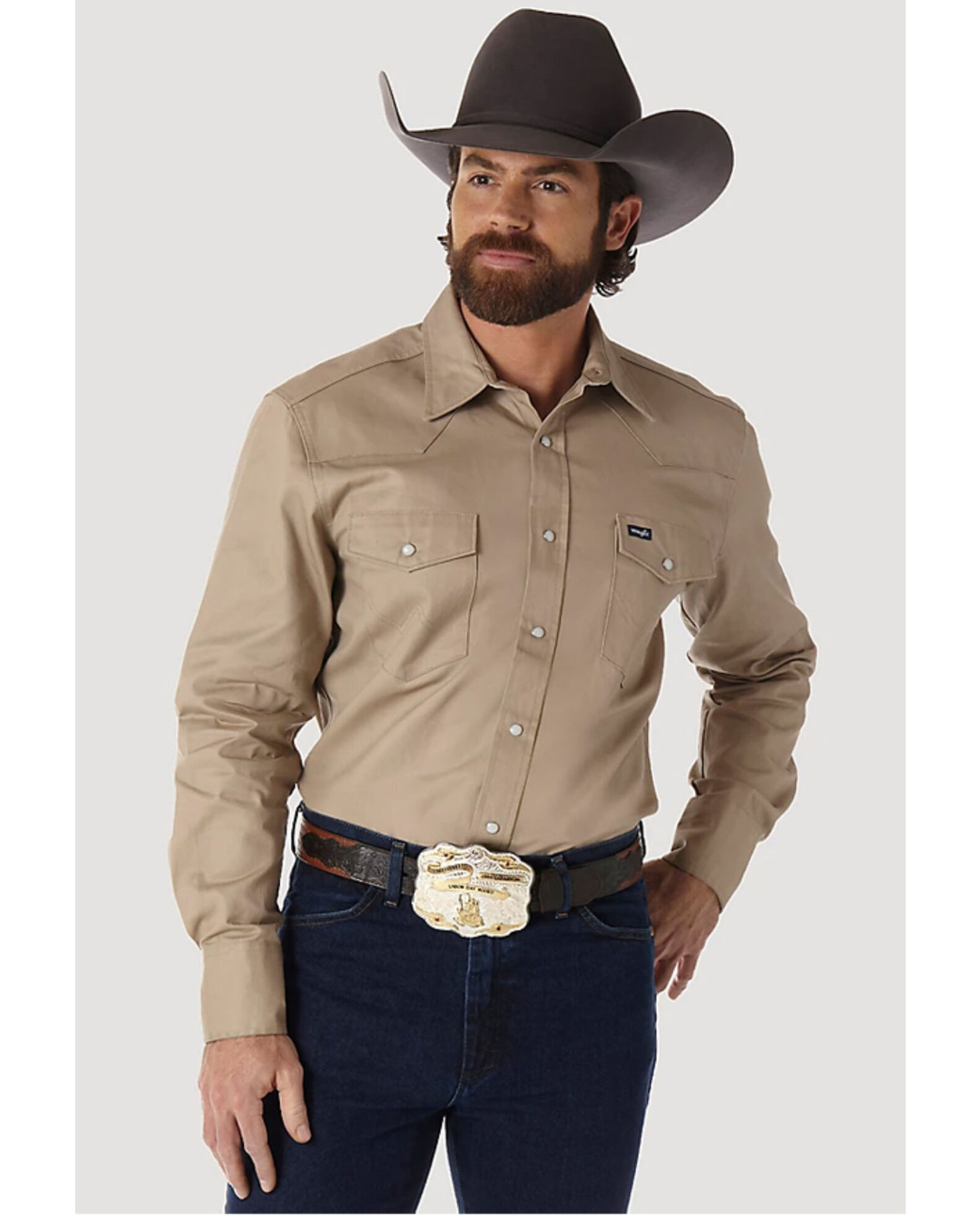 Wrangler Men's Solid Cowboy Cut Firm Finish Long Sleeve Work Shirt | Boot  Barn