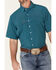 Panhandle Men's Performance Geo Print Short Sleeve Button Down Western Shirt , Turquoise, hi-res