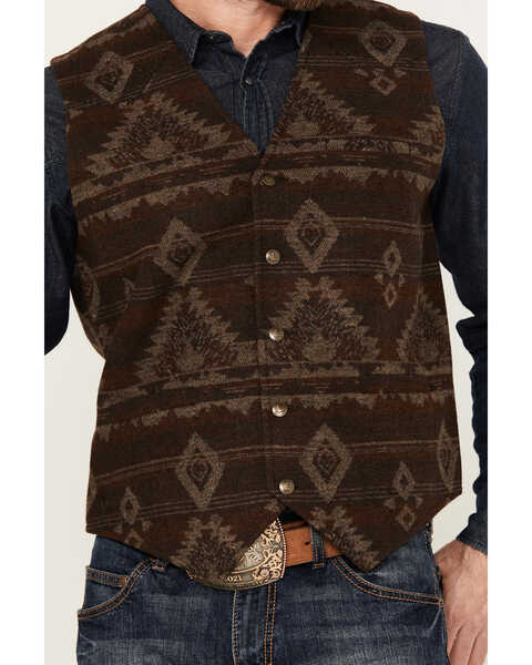 Image #3 - Cody James Men's Dakota Jaquard Southwestern Button-Down Vest, Dark Brown, hi-res