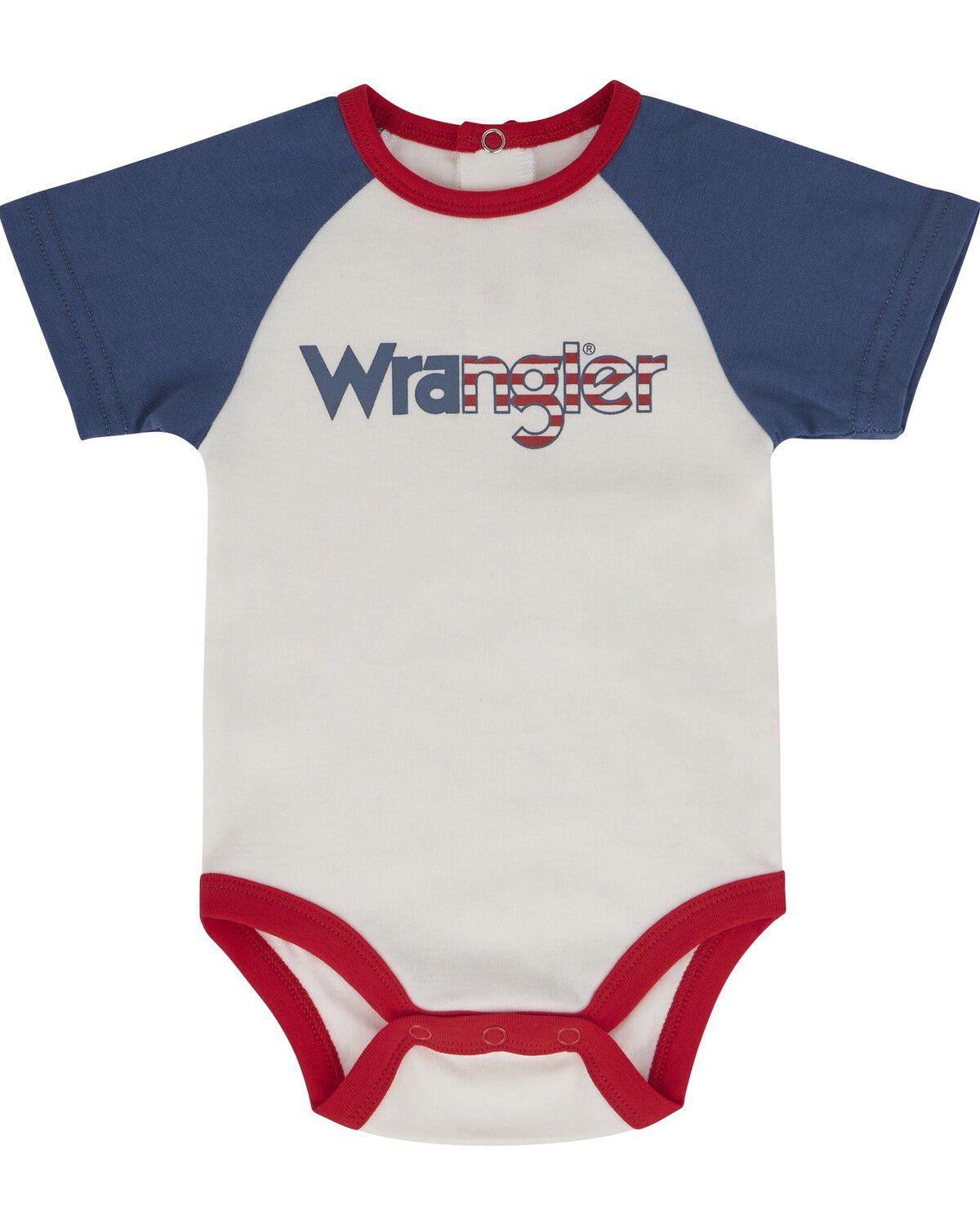 Wrangler Infant Boys' Americana Logo Short Sleeve Onesie, White, hi-res