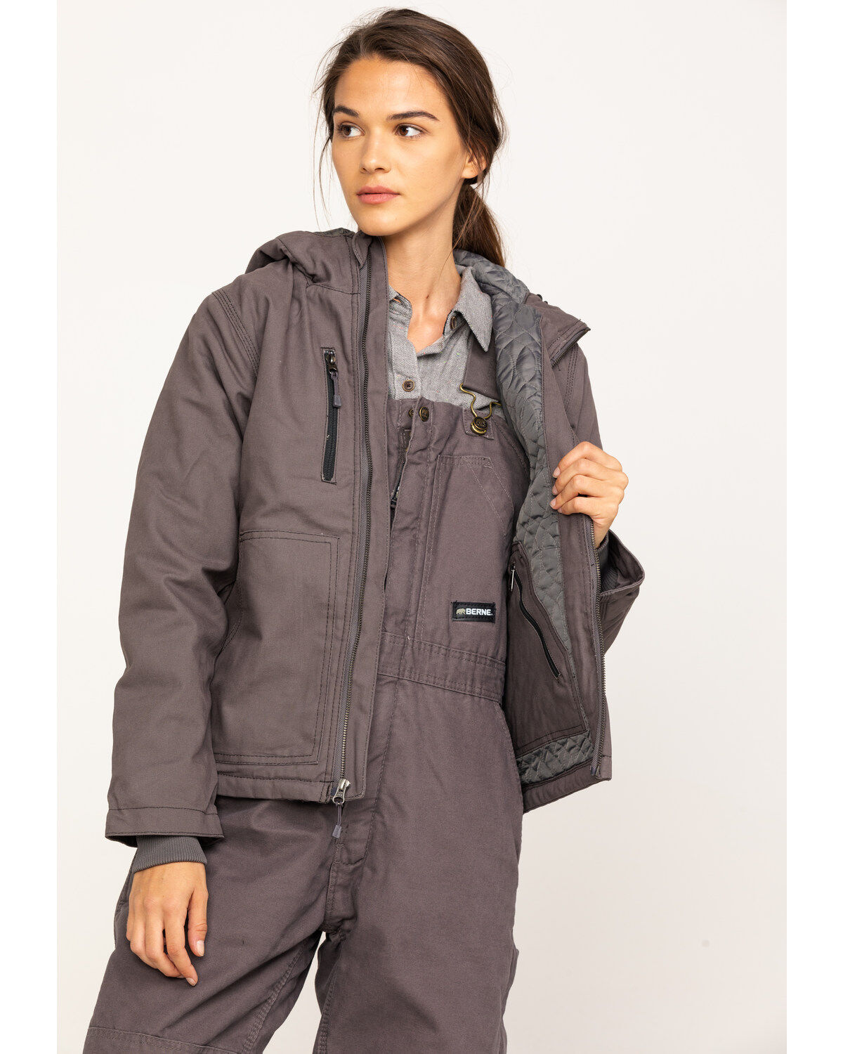 berne ladies modern hooded jacket