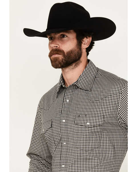Image #2 - Wrangler Men's Plaid Print Long Sleeve Pearl Snap Western Shirt, Black, hi-res