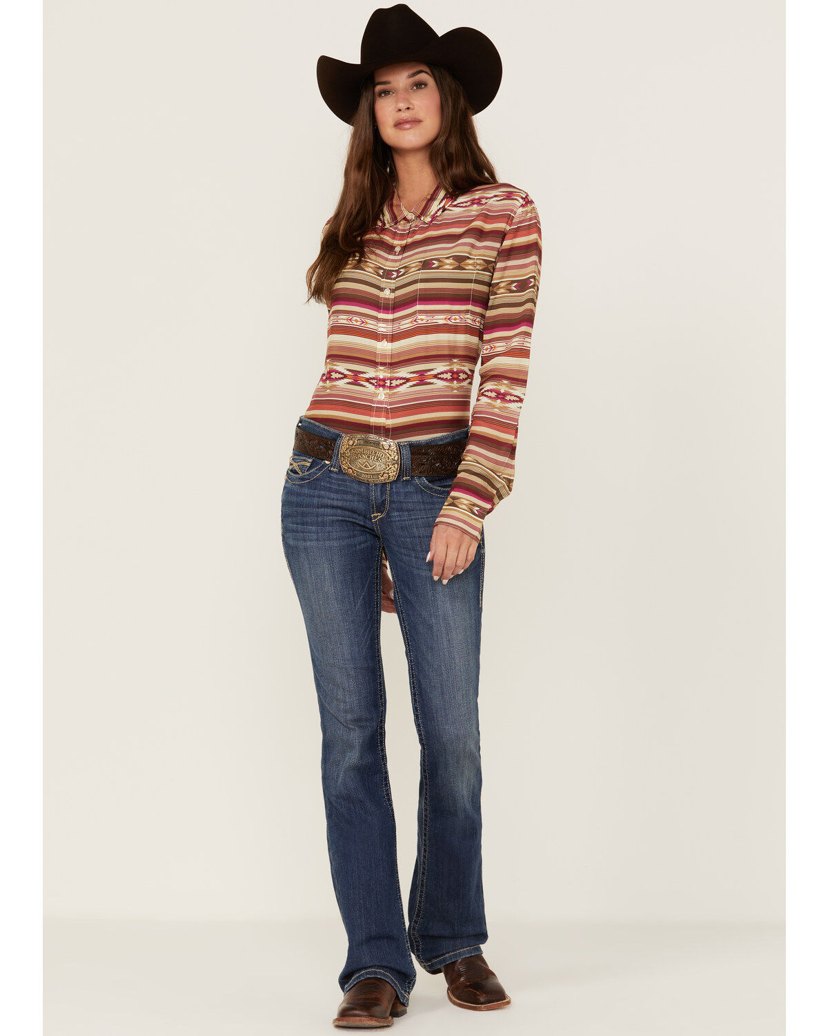 Image #4 - Stetson Women's Serape Stripe Print Long Sleeve Button Down Shirt, , hi-res