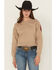 Image #1 - Ariat Women's Southwestern Sleeve Sweater, Brown, hi-res