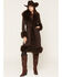 Image #1 - Azalea Wang Women's Gilda Long Faux Fur Trench Coat, Chocolate, hi-res