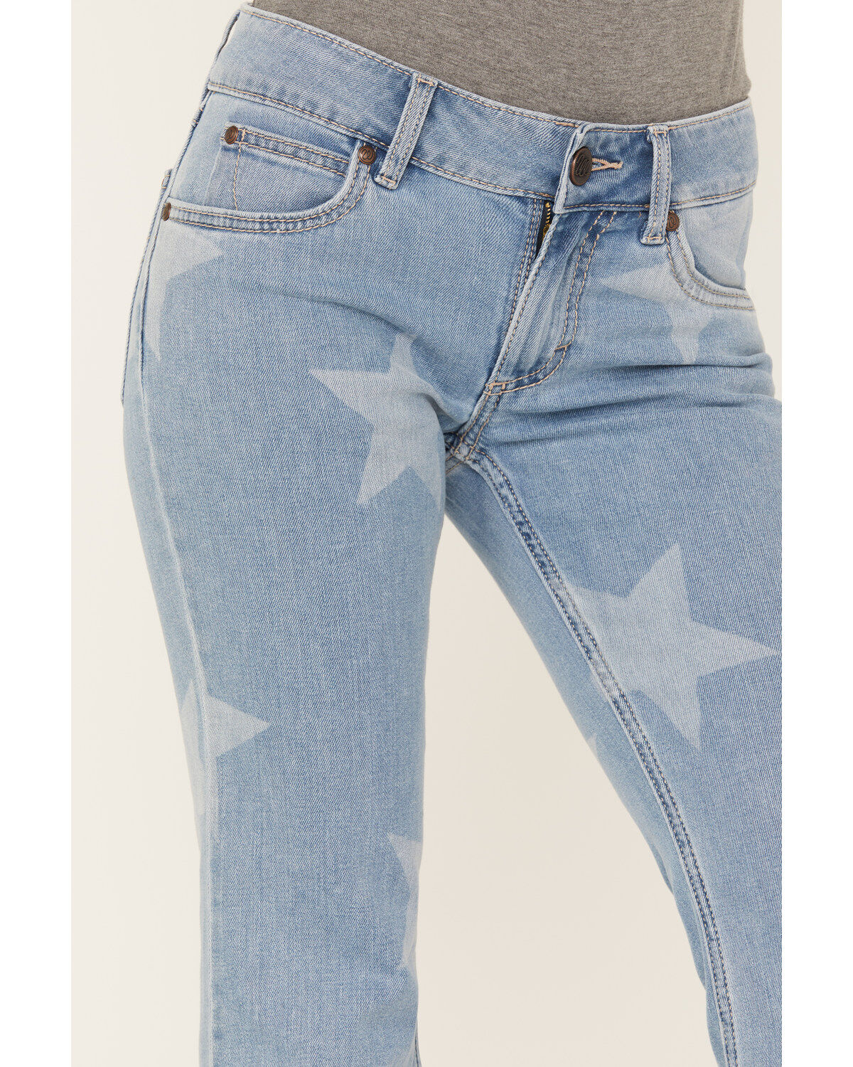 Image #2 - Wrangler Retro Women's Light Wash Mid Rise Star Print Mae Flare Jeans, , hi-res