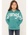 Image #1 - Wrangler Retro Girls' Logo Hoodie, Turquoise, hi-res